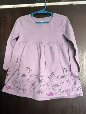 Tea Collection 3T Lilac Long Sleeve Toddler Dress with Jungle Animal Print